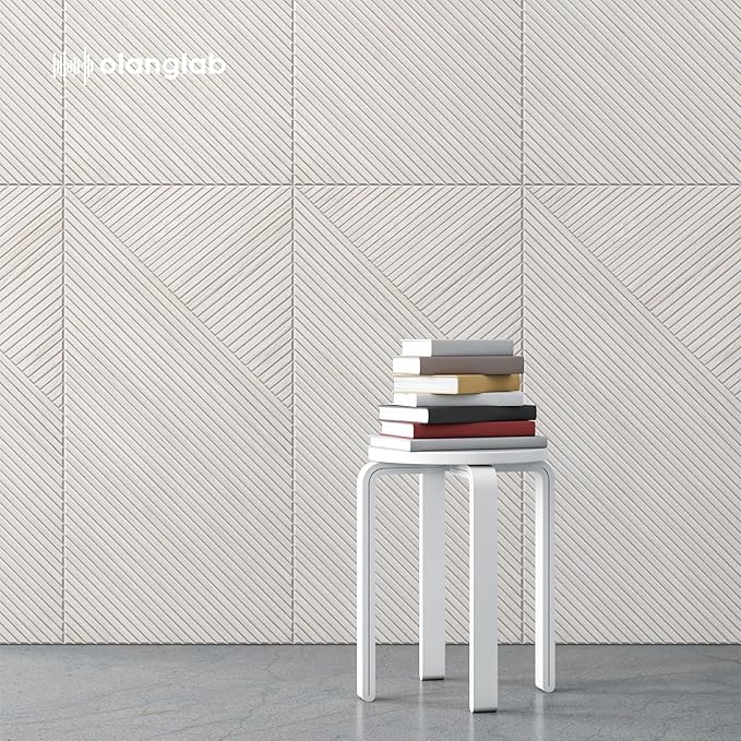 Olanglab Peel and Stick Wall Panels 4 Pack, 47.2 x 23.6 per Wall Panels, Acoustic Wall Panels, Sound Absorbing Wall Art for Home Studio and Office, Light Ash Wood Pattern, Minimal Lines