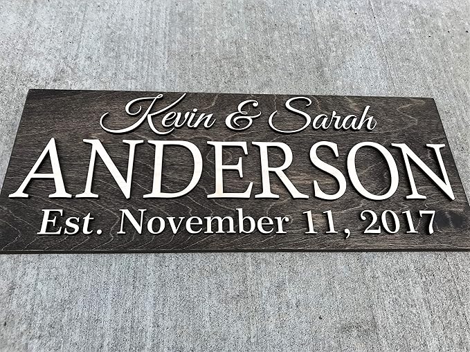 Personalized Family Name Wooden Sign | Last Name Established | Custom Wedding Gift | 3D Wall Art | 5 Year Anniversary | Rustic Home Decor