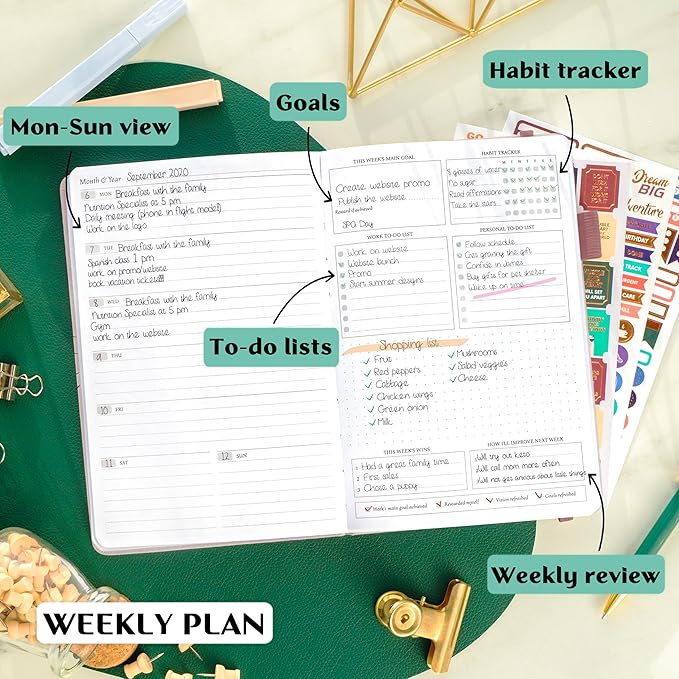 Legend Planner – Weekly & Monthly Life Planner to Hit Your Goals & Live Happier. Organizer Notebook & Productivity Journal. A5 (Rose Gold Gold)