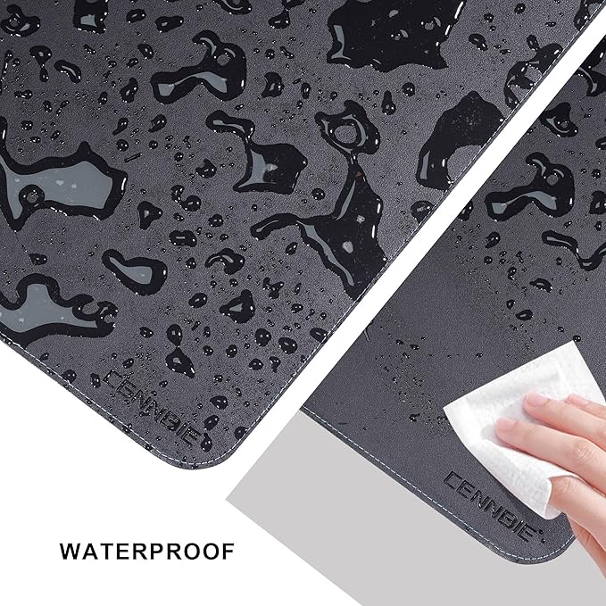 CENNBIE 35.5" x 23.6" Leather Desk Mat, Non-Slip Waterproof Extra Wide Desk Pad Protector,Computer Mouse Pad for Office Home (Black)