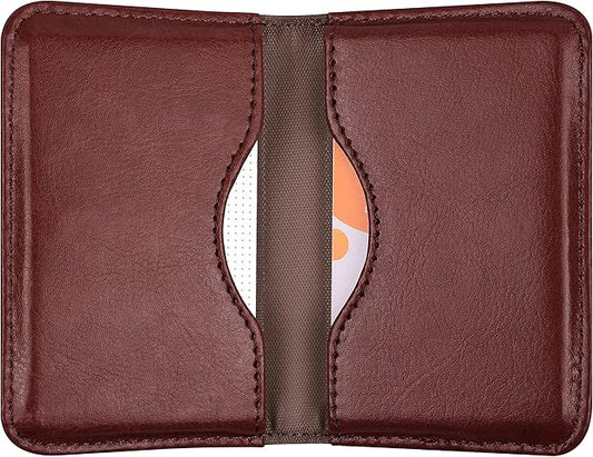 Wisdompro Business Card Holder, 2-Sided PU Leather Folio Name Card Holder Wallet Case with Magnetic Shut for Men and Women, Ultra Slim and Thin
