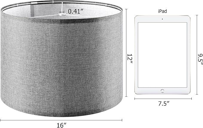 Set of 2 Large Drum Lamp Shades Modern Lamp Shade 16" Top x 16" Bottom x 12" High (Spider) Gray Lampshade for Floor Lamps Table Lamps - Lampshades Replacement By GO&SO