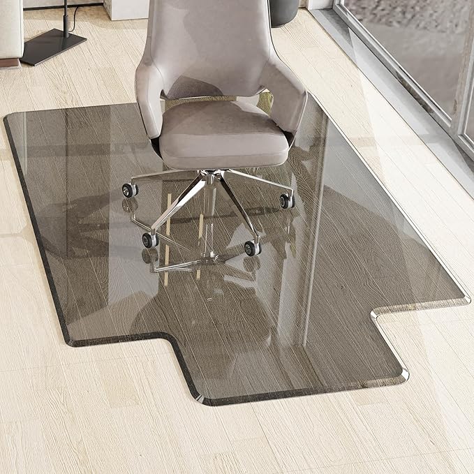 MESAILUP Beveled Edge Irregular Office Chair Mat with Lip for Carpet or Hardwood Floor Crystal Grey 36" x 48" Smooth Glide and Easy Roll On/Off, Heavy Duty and Non-Slip Floor Chair Mat with Lip
