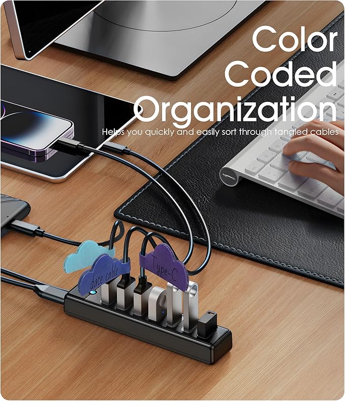 Nearockle 24Pcs Cable Labels for Organizing Wires and Identification, Upgraded Large Size Cord Labels for Electronics Cable Management, Write on Cord Tags-Multicolor