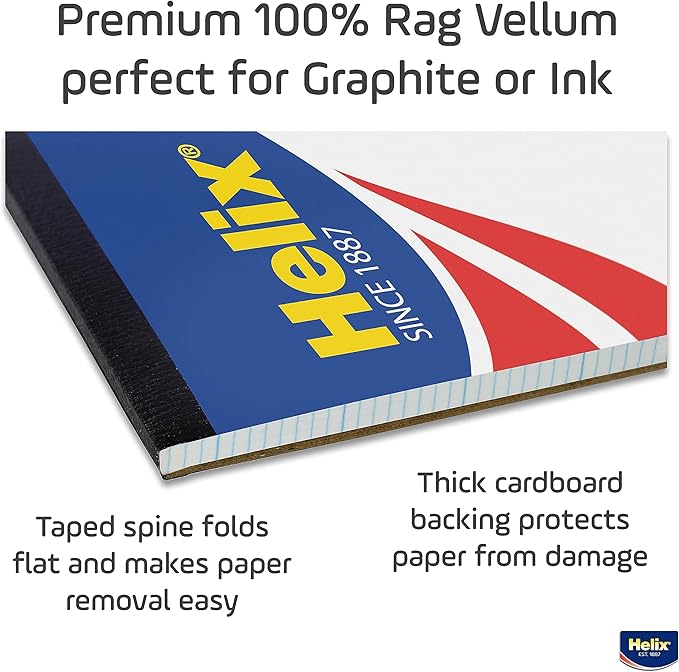 Helix - 100% Rag Vellum Paper Pad - 1 Inch Equals 8x8 Grid - 11 Inch x 17 Inch - 50 Sheet Pad - Acid-Free - Drafting, Art, Sketching and Tracing