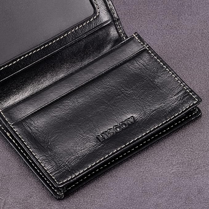 Leather Business Card Case Holder for Men & Women, Italian Calfskin