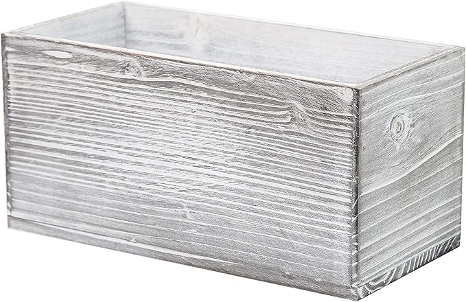 ExoLiry Rustic Gray Wood Mail Box Storage Holder File Organizer Tabletop Wooden Basket Letter Script Design Envelope Folder Decorative Container Desktop Home Office Entryway Bedroom Living Room