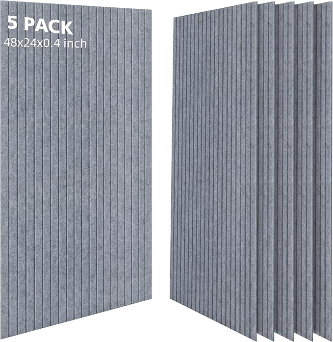 Acoustic Panels,5 Pack Sound Panels Noise Reducing for Walls,48"x24"x0.4" Soundproof Wall Panels,High-Density Acoustic Wall Panels,Decorative Wall Sound Absorbing Panel,African Gray