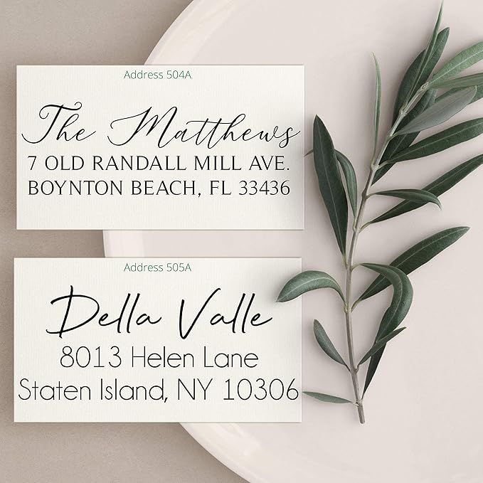 Custom Return Address Stamp - Personalized Self Inking, Wood Handle, or Embosser Seal - 10 Designs - Calligraphy or Modern Script - 4913 - Wedding, Business, Gift