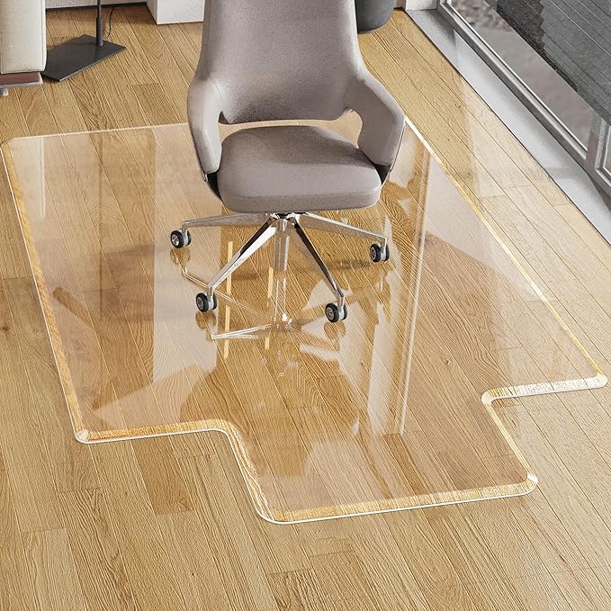 MESAILUP Beveled Edge Irregular Office Chair Mat with Lip for Carpet or Hardwood Floor Crystal Clear 36" x 48" Smooth Glide and Easy Roll On/Off, Heavy Duty and Non-Slip Pad Floor Chair Mat with Lip