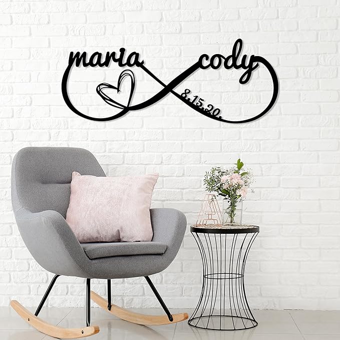 Personalized Valentines Day Metal Wall Sign, Custom Infinity Heart Love Couple Name Sign, Valentine Day Couple Gift, Metal Engagement Sign, Wedding Gift For Husband and Wife, Home Decoration