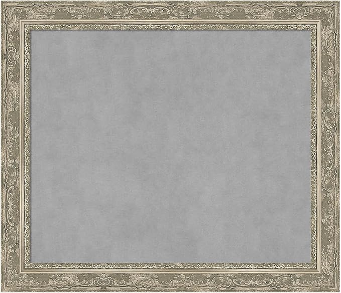 Amanti Art Silver Framed Magnetic Board 24x28 Medium Vision Board for use with Magnets, 100% Metal Sheet to Display Items as Office Decor or for Home Organization in mudroom, Kitchen or Kids Room