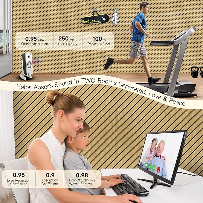 10 Pack Art Acoustic Panels, 47.2” x 23.6” Soundproof Wall Panels with Wood-Look,Sound Absorbing & Echo Absorption, Soundproof Tiles,Sound Dampening Panels for Home,Studio,Office