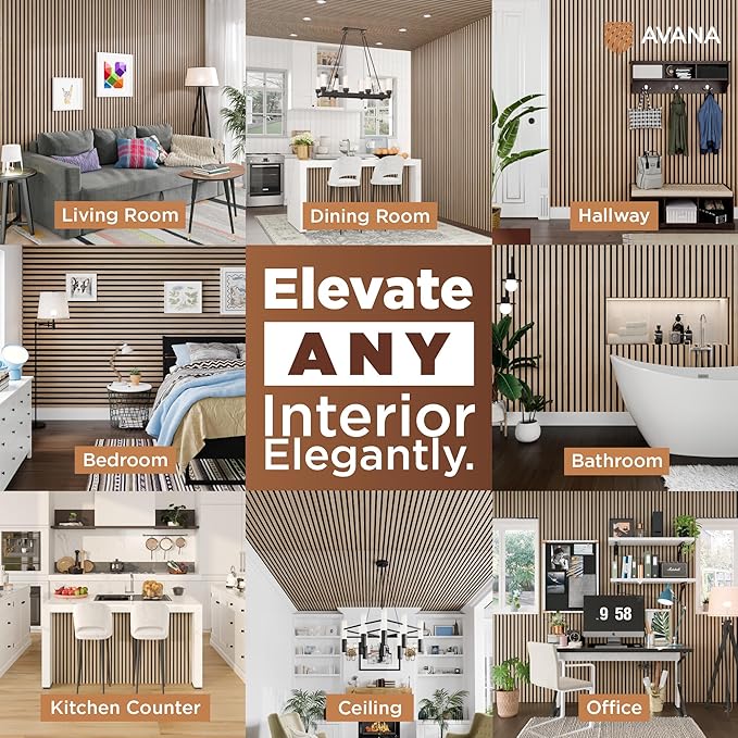 Avana Acoustic Wood Wall Panels – 94.4 X 12.6 Inch White Oak Acoustic Panels 2 PCs – Wall Panels For Interior Wall Decor For Homes, Offices, Studios – Sturdy And Durable Wood Panels For Wall