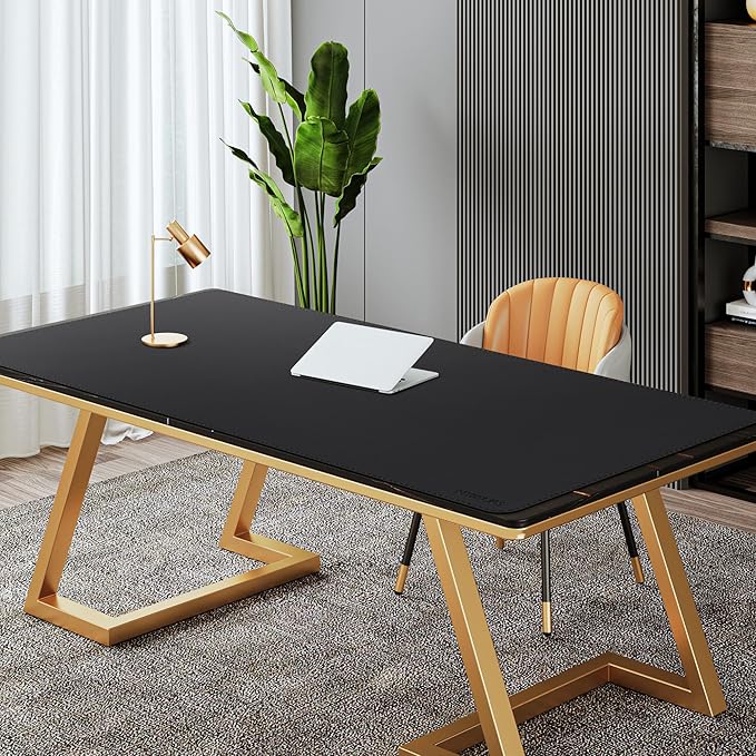 Mydours Giant Desk Mat, 63 x 28 inch Extended PU Leather Desk Pad, Gaming Desk Mat for Home Office Desk, Mouse Pad for Home Office & Computer Workstation, Extra Pad for Standing Desk (Black)