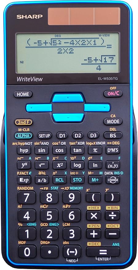Sharp EL-W535TGBBL Scientific Calculator with WriteView™ 4 Line Display, Black, Blue
