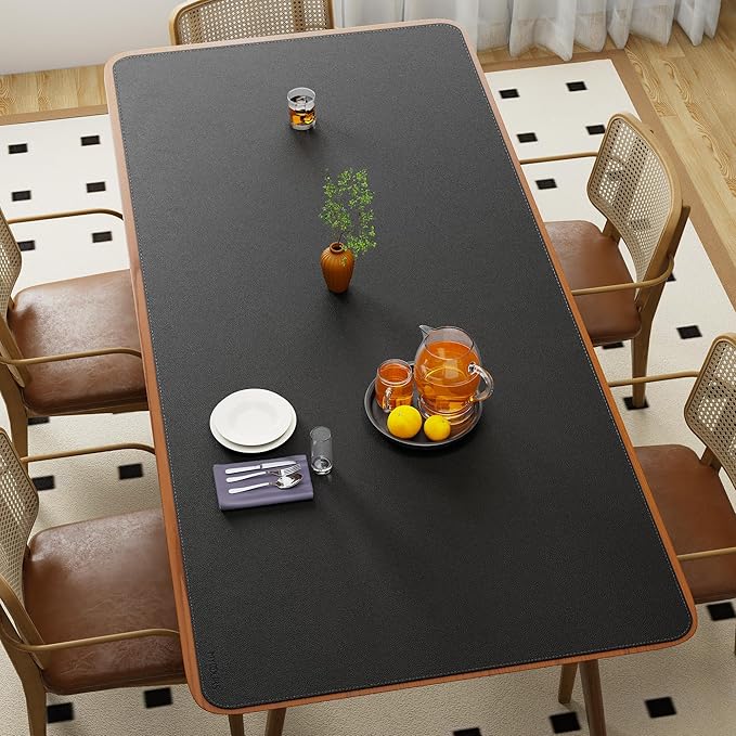 Mydours 79" x 36" Extra Large Desk Pad XXL, Desk Protector Mat with PU Leather, Mega Desk Blotter Mat for Office, Home, Dinner, Full Desk Pad for Keyboard and Mouse (Black)