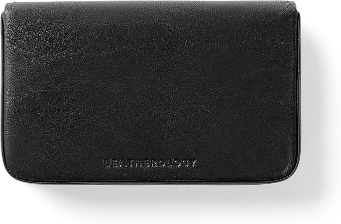 Leatherology Premium Black Oil Business Card Case, Magnetic Closure ID Holder, Full Grain Leather