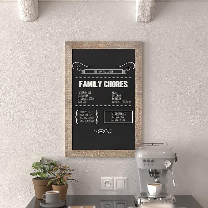 HBCY Creations 24" X 36" Weathered Lightwash Solid Wood Frame Wall Chalkboard, Magnetic Surface, Home Décor, Restaurant & Café Menus, Blackboard, Includes Chalk, Eraser & Hanging Hardware