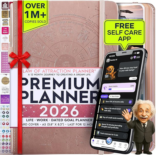 Law of Attraction Planner 2026 Deluxe with Productivity App | Weekly & Monthly Goal-Setting Planner, Life & Gratitude Journal | Include Foldable Vision Board, Gift Box & Stickers