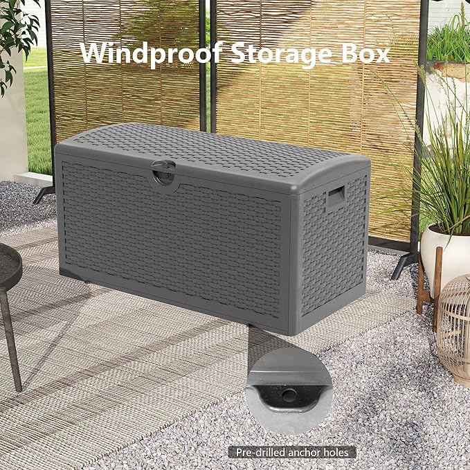 Yardgrace 80 Gallon Pro Resin Deck Box, Waterproof Outdoor Storage Bin for Patio, Poolside, and Garden, Lockable & UV-Resistant, Black