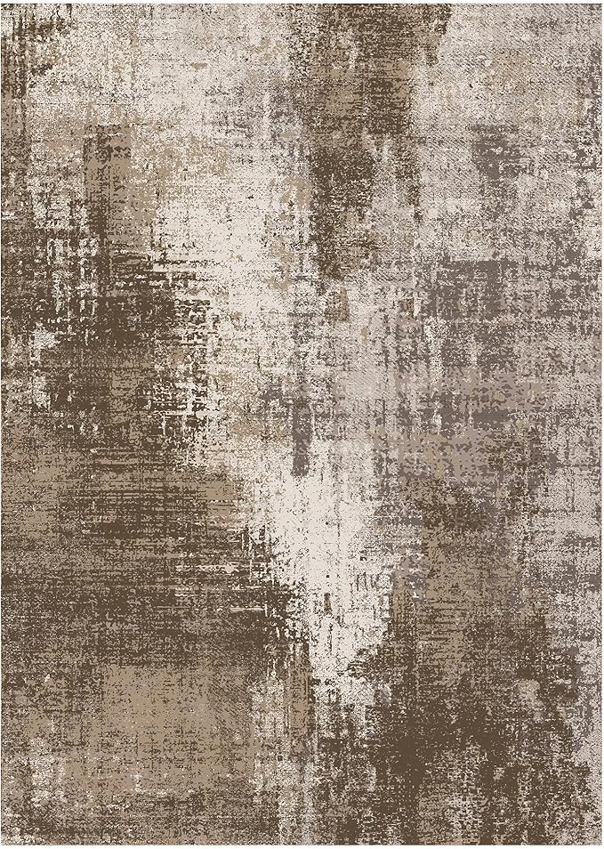 GENIMO Washable Area Rugs for Living Room, 8x10 Vintage Non Slip Rugs, Low Pile Lightweight Soft Print Rug for Bedroom, Dining Room, Home Office, Faded Brown