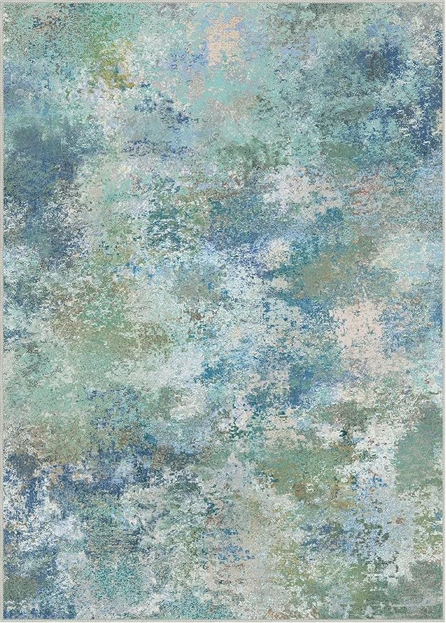 GENIMO 2x3 Rugs for Entryway Entrance, Modern Lightweight Rug Ultra Soft Indoor Area Rugs 2x3 for Bedroom Kitchen Bathroom, Low Pile Carpet with Non Slip Backing, Blue Green