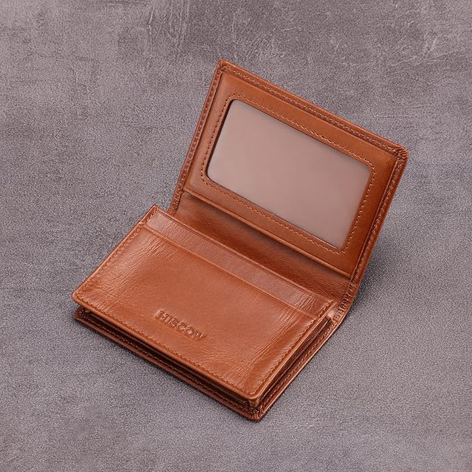 Leather Business Card Case Holder for Men & Women, Italian Calfskin