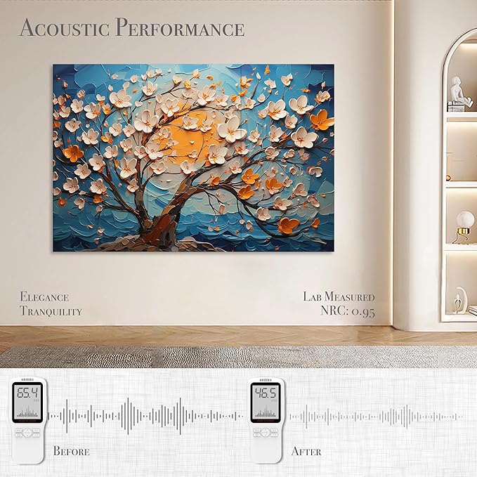 Soon Global Acoustical Wall Panels, 72 X 48 Inches Art Acoustic Panels, Decorative Acoustic Panels, Acoustic Wall Panels, Sound Absorbing Wall Art, Canvas