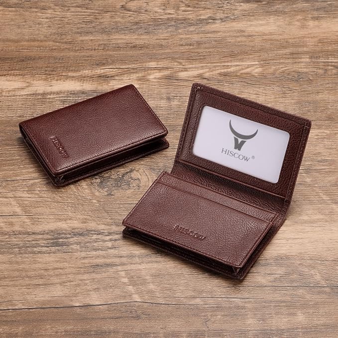 Leather Business Card Case Holder for Men & Women, Italian Calfskin