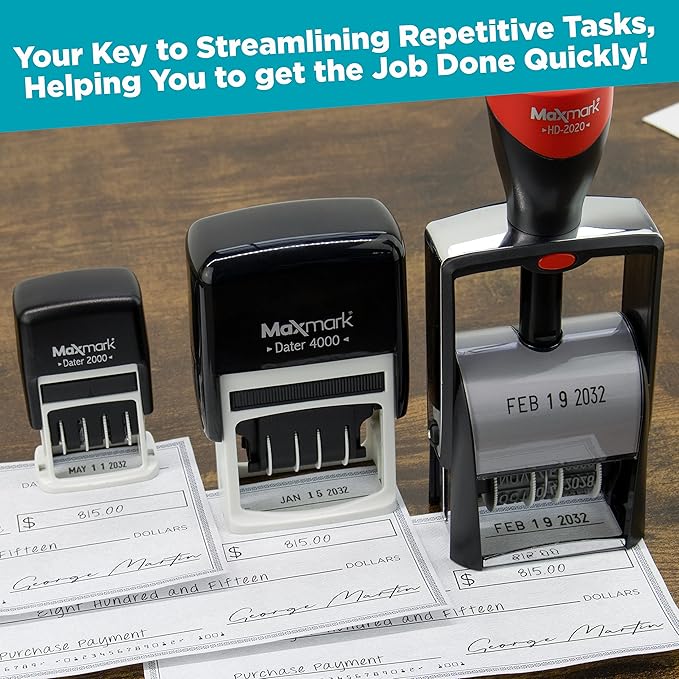 MaxMark Dater 4000 Self Inking Date Stamp - Black
