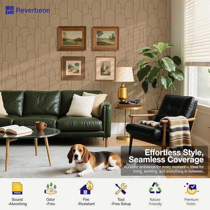 Reverbeon 6 PCS Acoustic Panels, 23.6x23.6 Inch Sound Absorbing Panels, Decorative Acoustic Wall Panels for Recording and Home Studio, Office with Double-Sided Adhesive Tape