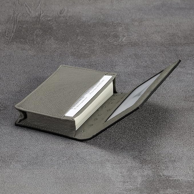 Leather Business Card Case Holder for Men & Women, Italian Calfskin