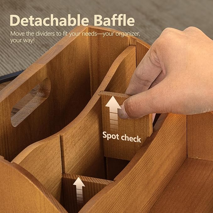 Rebee Vision Pine Wood Mail Organizer for Desk - Rustic Chic with Drawer & Dividers - 4-Slot File Holder & Small Items - Storage Organizer for Charming Home Decor(Yellow)