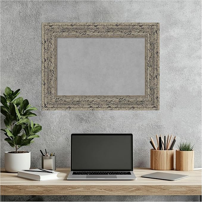 Amanti Art Silver Framed Magnetic Board 17x23 Small Vision Board for use with Magnets, 100% Metal Sheet to Display Items as Office Decor or for Home Organization in mudroom, Kitchen or Kids Room