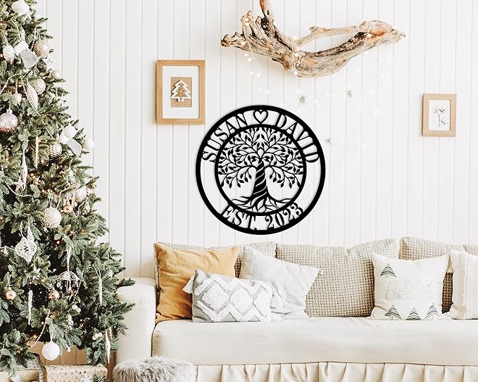 HYTSIGN Personalized Tree of Life Metal Sign, Custom Tree of Life Wall Art, Medium Size, Metal Material, Perfect for Wall Decor, Home Gifts Indoor and Outdoor, Wedding, Anniversary, Couple, Family