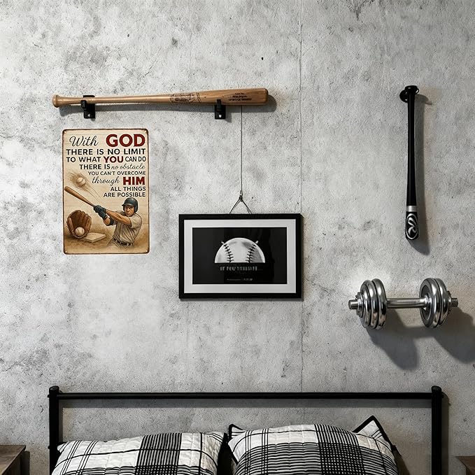Vintage Christian Baseball Metal Sign – Inspirational Sports Wall Art for Boys Room, Gym, or Man Cave – Faith Gift for Baseball Players, Dads, and Believers* (Christian Baseball-01)