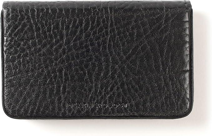 Leatherology Premium Ebony Business Card Case, Magnetic Closure ID Holder, Full Grain Leather
