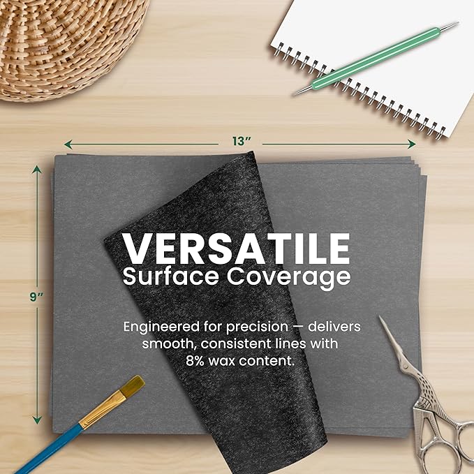 MyArtscape Graphite Transfer Paper - 9" x 13" - 25 Sheets - Waxed Carbon Paper for Tracing (Black)