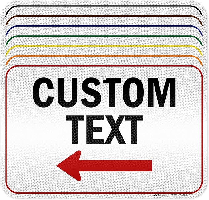 Custom Arrow Directional Sign, Left Arrow, 12x18 Inches, 3M EGP Reflective, Rust Free .063 Aluminum, Fade Resistant, Made in USA by My Sign Center