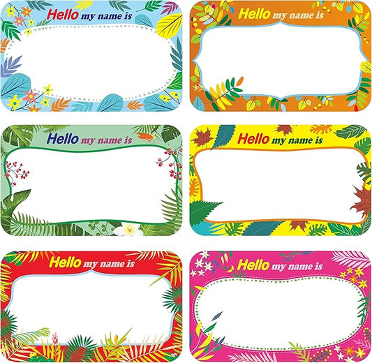300 Pcs Name Tag Label Sticker in 6 Designs with Perforated Line for School Office Home (3.5"x2.2" Each) …