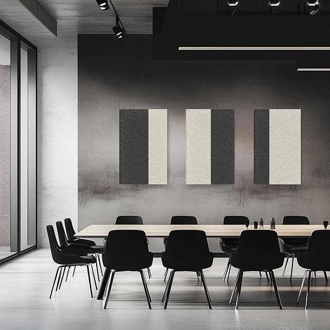 Soon Global 3-Pack Stitched Fabric Acoustic Panels Sound Absorbing, 3-Piece 35.5x23.6 Inches Sound Proof Foam Panels for Walls, Sound Dampening Wall Panels for Home, Office. Dark Gray and Light Gray