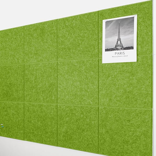 AKTOP Cork Board Bulletin Board 47"x35", 12 Pack Removable Felt Cork Board Tiles for Wall, Large Corkboard Notice Pin Board for Office, School & Home, 48 Safe Adhesive Tabs, 20 Push Pins, Grass Green
