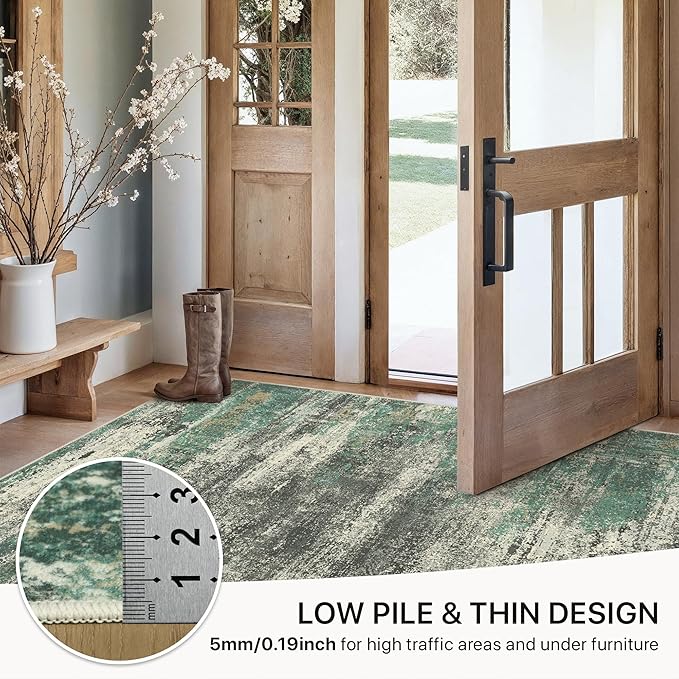 GENIMO Runners for Hallways, 2x6 Washable Runner Rug Non-Slip, Long Runner Rugs with Rubber Backing, Low Pile Lightweight Rugs for Kitchen, Bedroom, Bathroom, Entryway, Sage Green
