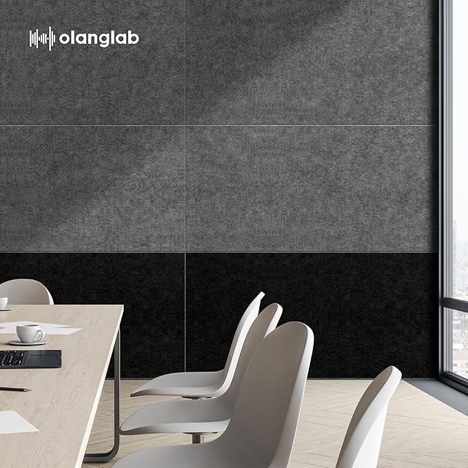 Olanglab Acoustic Wall Panels 10 Pack, 48 x 24 per Acoustic Panels Sound Absorbing, Sound Panels for Home Studio and Office, Plain Black