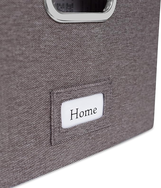 Internet's Best Collapsible File Storage Organizer with Lid - Decorative Linen Filing & Storage Office Box – Hanging Letter/Legal Folder – Home Office Bins Cabinet – Grey Container - 2 Pack