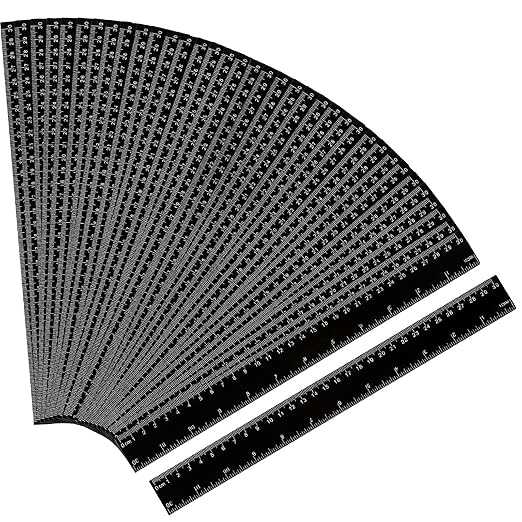 50 Pack Black Plastic Ruler, 12 Inch Standard/Metric Rulers Straight Ruler Measuring Tool for Student School Office (Black)