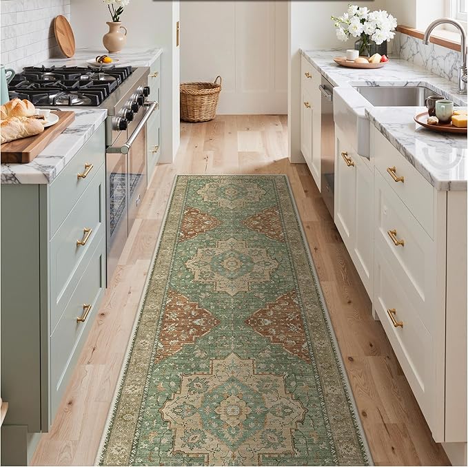 GENIMO Runner Rug 2'6"x8 Machine Washable Non Slip Vintage Hallway Runner Rug, Low Pile Lightweight Rugs for Indoor Entryway, Hallway, Kitchen and Corridor