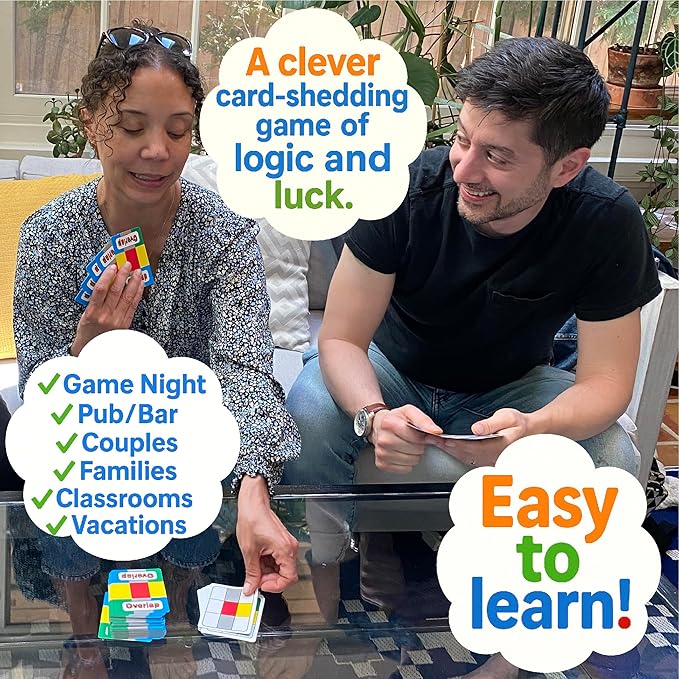 Overlap - Award-Winning Deceptively Simple Strategy Card Game for Adults and Families - 2 Player Game or Up to 8 Players - Easy to Learn Mensa Recommended Brain Game