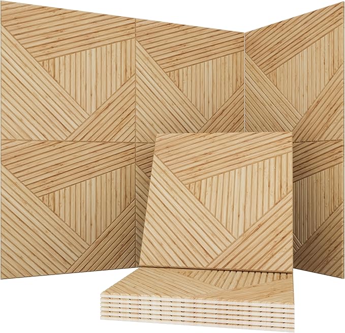 Soon Global Acoustical Wall Panels, 6-Piece 23.62 X 23.62 Inches Art Acoustic Panels, Decorative Acoustic Panels, Acoustic Wall Panels, Sound Absorbing Wall Art, Timber Spiral